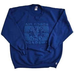 Air Force Academy Mens 2XL Puff Paint Crewneck Pullover Sweatshirt USA Blue VTG‎